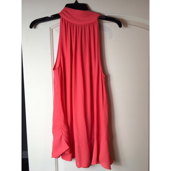 Maxstudio tie neck blouse in deep coral - Picture 1 of 14